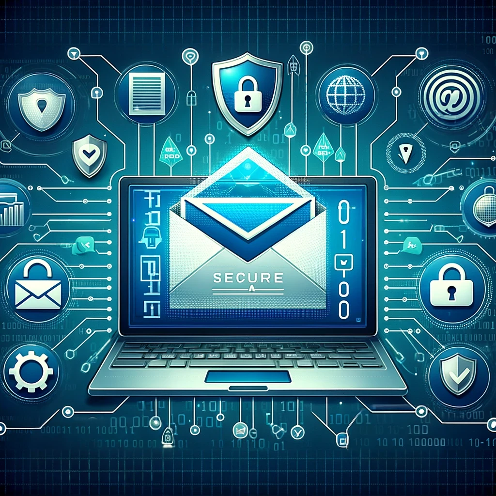 DALL·E 2024-06-01 14.06.11 - A detailed illustration of email security without any words. The image should depict a computer screen with an open email client displaying a secure e - Shawfire Media